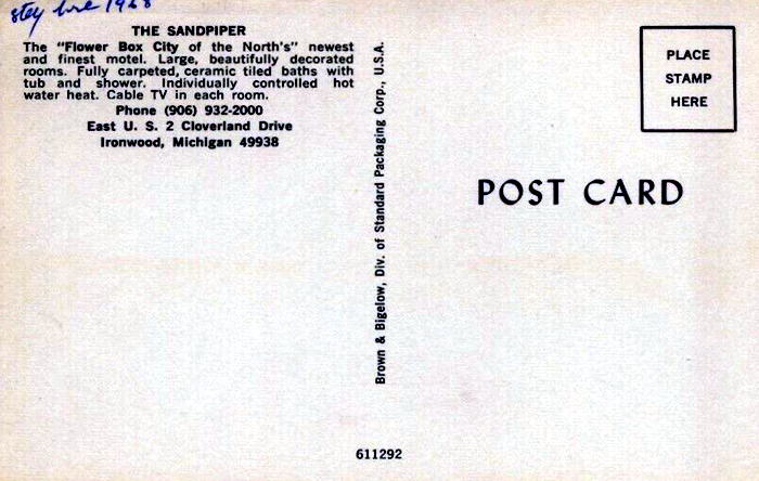 Classic Motor Inn (Sandpiper Motel) - Old Postcard